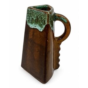 Anna Van Briggle Brown Green Drip Triangle Creamer Signed American Art Pottery
